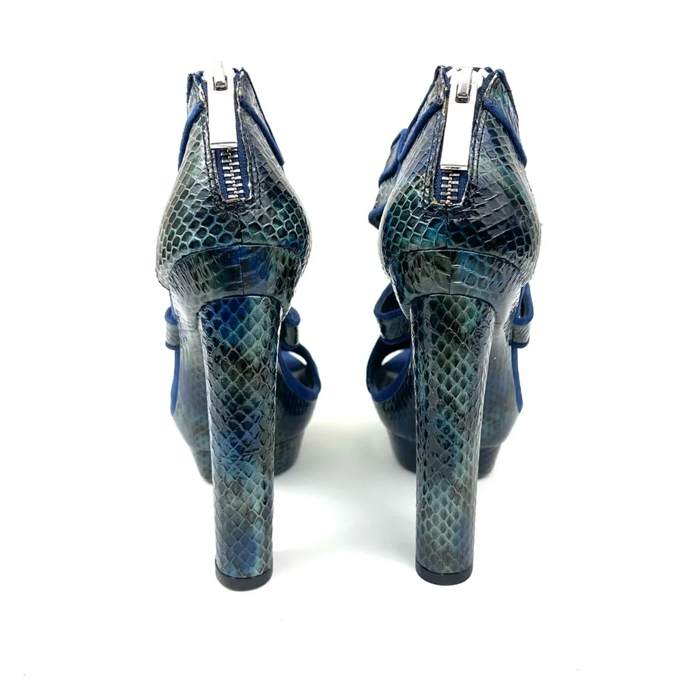 Rachel Zoe Peggy Snakeskin Suede Leather Platform Heels